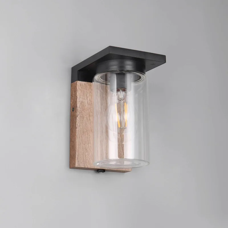 Außenwandlampe ARDILA, Holzoptik Höhe 19 cm Metall/Glas IP44 von Trio in Hout – Produktfoto