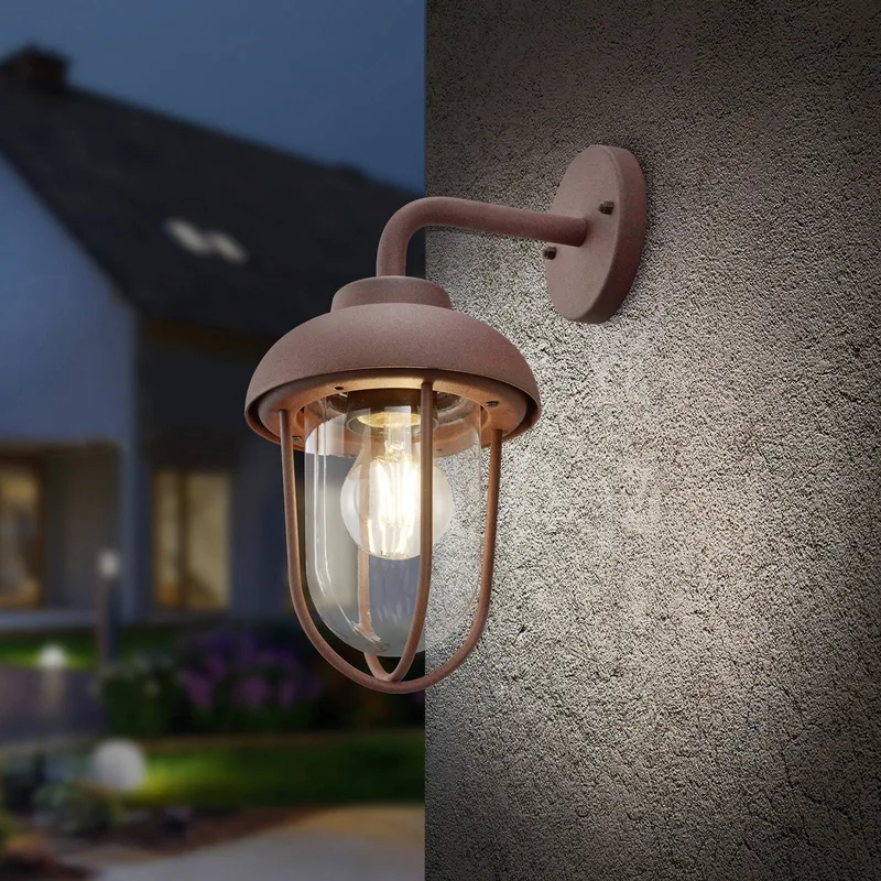 Außenwandlampe DUERO, rostfarben Höhe 33 cm Metall/Glas IP44 von Trio in Roest – Produktfoto