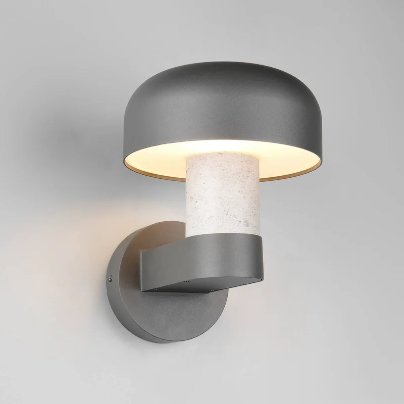 Buitenwandlamp Fraser, grijs/betonlook, aluminium, IP54, E27 de Trio en Betongrijs, Gris foncé – photo produit
