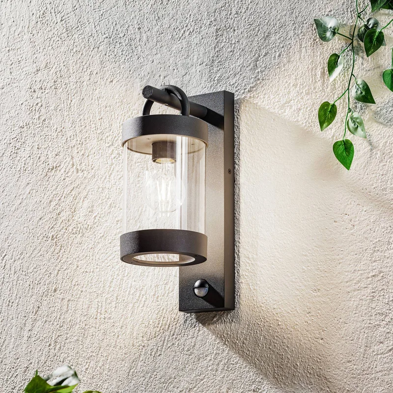 Buitenwandlamp Sambesi, bewegingssensor, antraciet de Trio en Anthracite, Transparent – photo produit