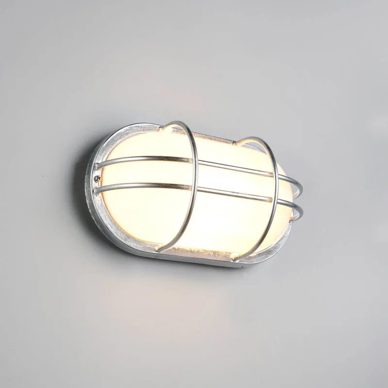 Buitenwandlamp Tumen, zinkkleurig, breedte 26 cm, metaal, IP44 von Trio in Zink, Opaal – Produktfoto