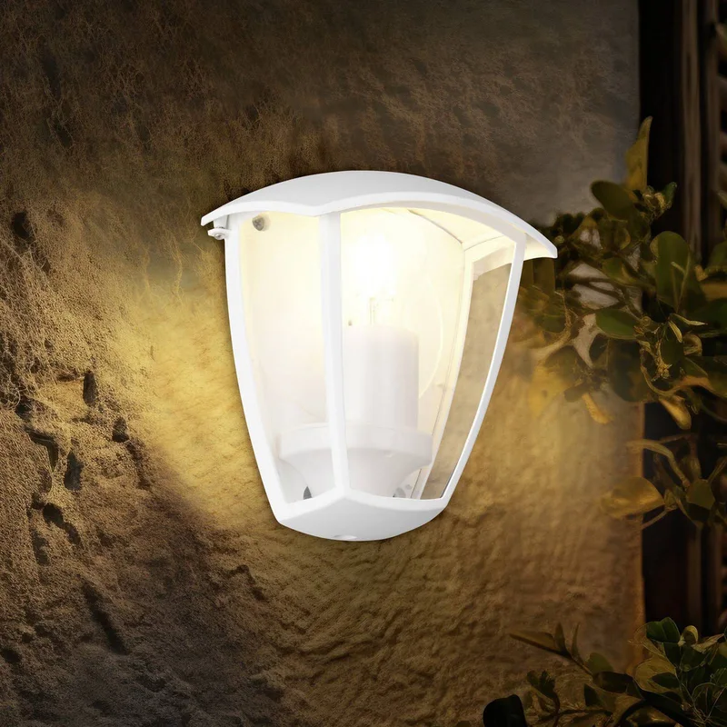 Buitenwandlamp VENTA, wit, aanliggende montage, hoogte 20 cm, IP44 van Trio in Wit mat – productfoto