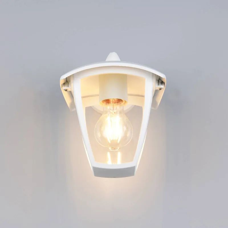 Buitenwandlamp VENTA, wit, fitting onderaan, hoogte 24 cm IP44 fra Trio i Wit mat – produktbillede