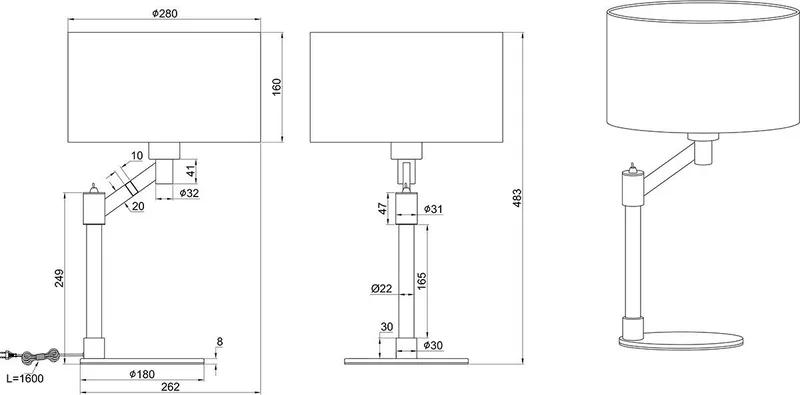 CASSIO - Tafellamp - excl. 1x E27 4,9W fra Trio i Nikkel mat – produktbillede