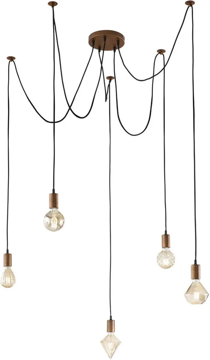 CORD - Hanglamp - antiek - excl. 5x E27 4 W - Plafondbevestiging - In hoogte verstelbaar von Trio in Kupfer – Produktfoto