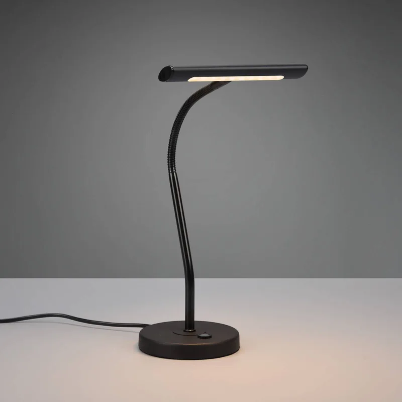 Curtis tafellamp met flexibele arm en dimmer zwart de Trio en Zwart mat – photo produit