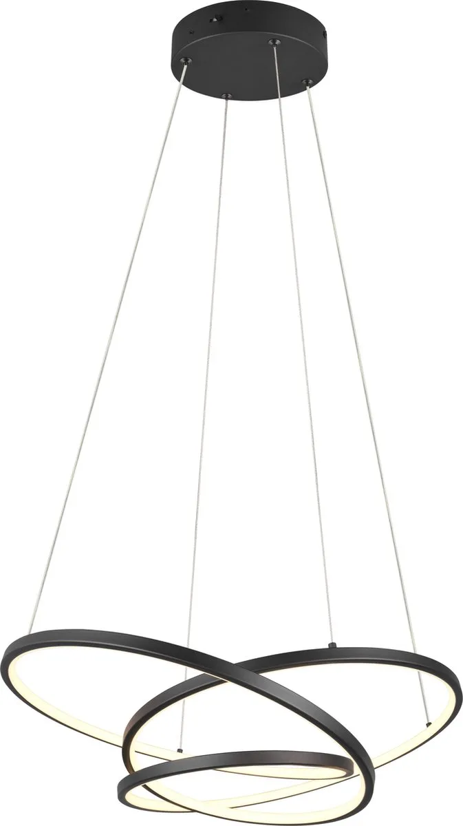 DARVIN - Hanglamp - incl. 1x SMD 34 W - Instelbare lichtkleur - Dimbaar met schakelaar - Plafondbevestiging - Niet geschikt voor externe dimmer - In hoogte verstelbaar - DIP - Schakelaar de Trio en Zwart mat – photo produit