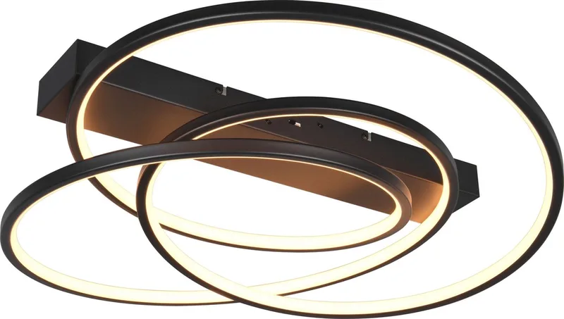 DARVIN - Plafondlamp - Goud - incl. 1x SMD 34 W - Instelbare lichtkleur - Dimbaar met schakelaar - Plafondbevestiging - Niet geschikt voor externe dimmer - DIP - Schakelaar van Trio in Zwart mat – productfoto
