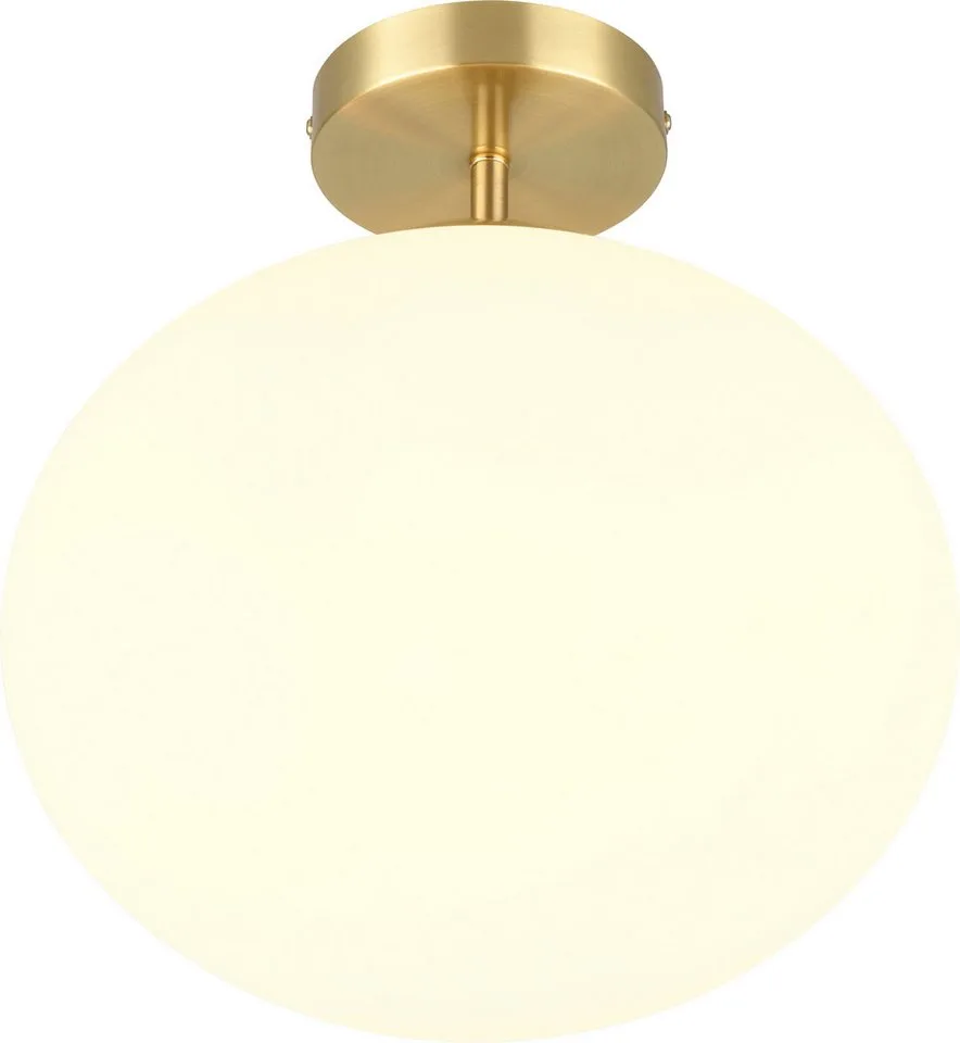 Deckenleuchte FOMENTO, Deckenlampe mit Glasschirm Ø 30cm, exkl 1x E27 max 40W, Leuchtmittel wechselbar, warmweiß - kaltweiß, rund Glas Deckenleuchte für Küche Esszimmer Wohnzimmer Schlafzimmer de Trio en Or – photo produit