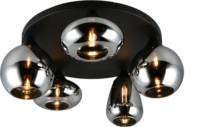 5-lichts plafondlamp Lumina zwart met smoke glas Trio - 617030532 van Trio in Zwart – productfoto