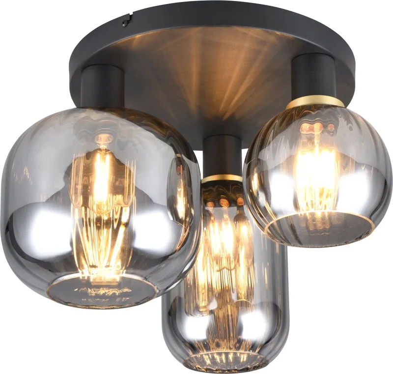 DIVA - Plafondlamp - excl. 3x E27 7 W - Plafondbevestiging von Trio in Zwart mat – Produktfoto