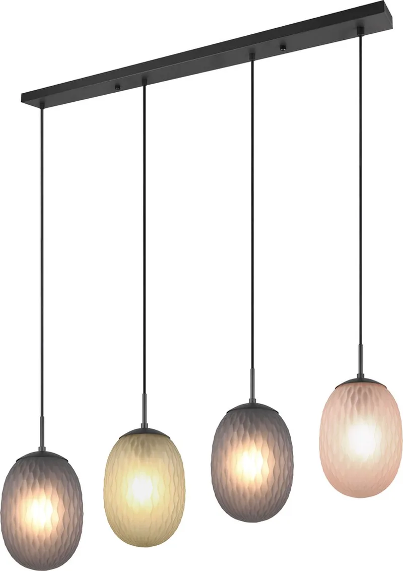 FACETTE - Hanglamp - excl. 4x E27 4 W - Plafondbevestiging - In hoogte verstelbaar von Trio in Zwart mat – Produktfoto