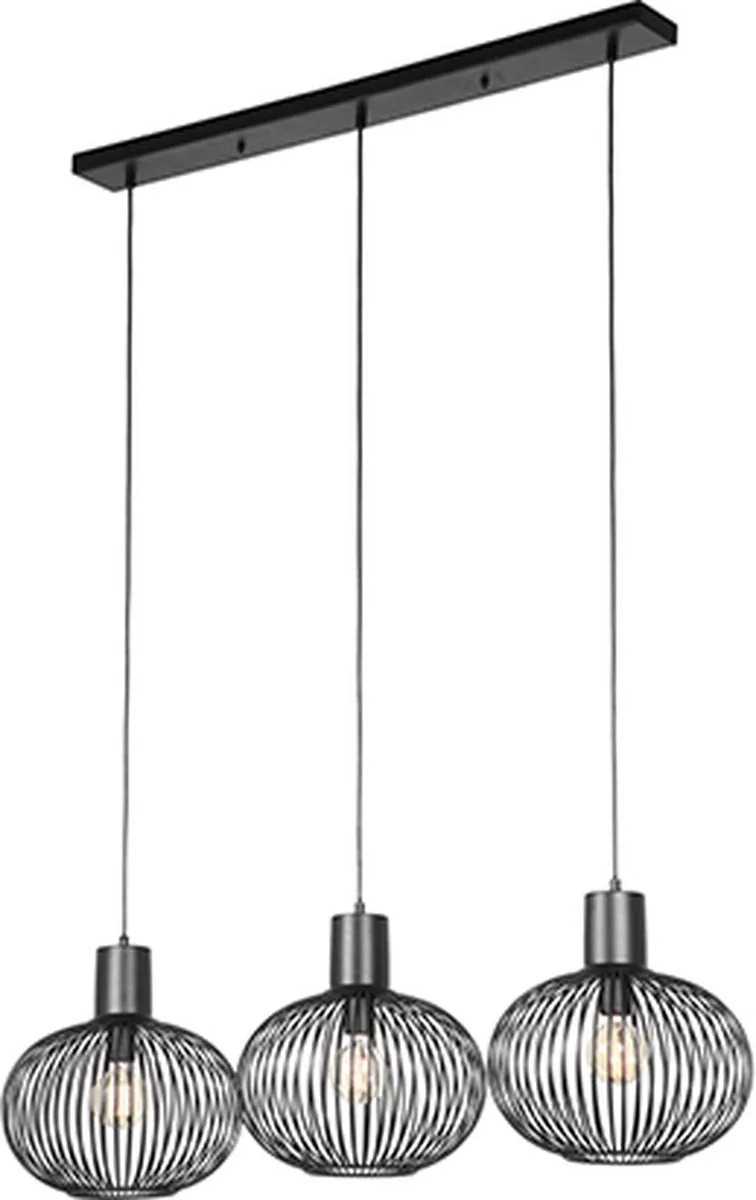 GILA - Hanglamp - excl. 3x E27 4 W - Plafondbevestiging - In hoogte verstelbaar fra Trio i Zwart mat – produktbillede