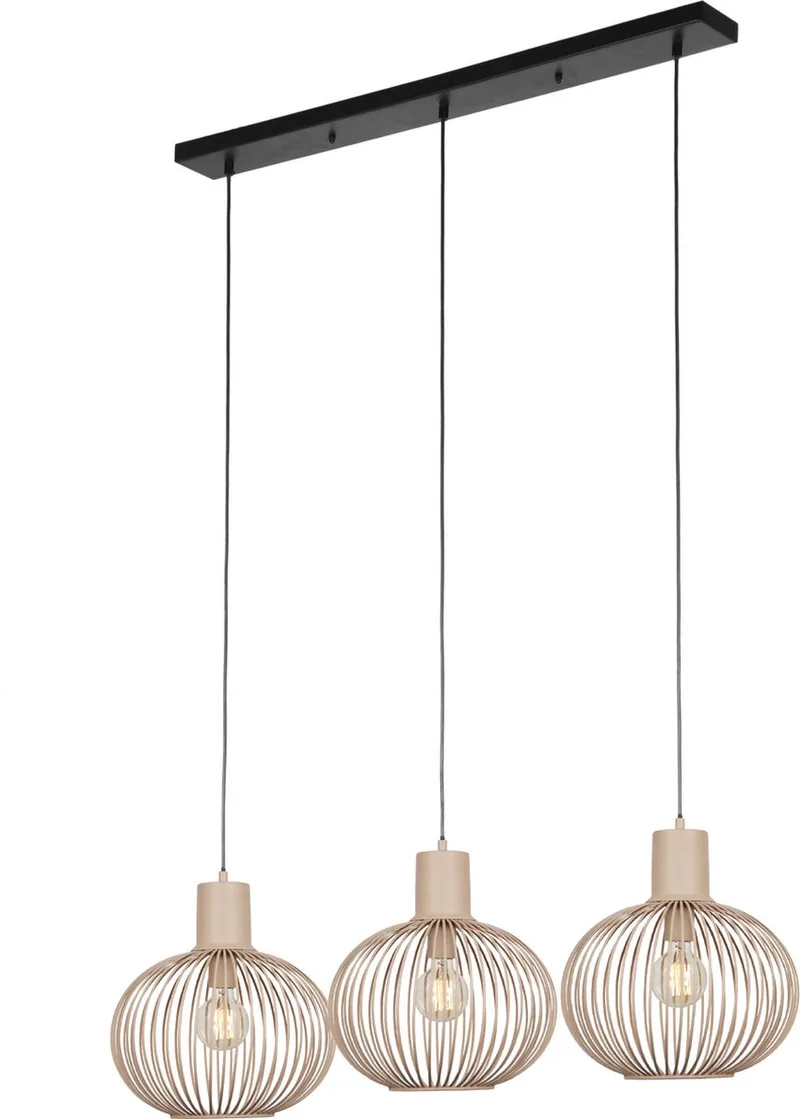 GILA - Hanglamp - excl. 3x E27 4 W - Plafondbevestiging - In hoogte verstelbaar van Trio in Sand – productfoto