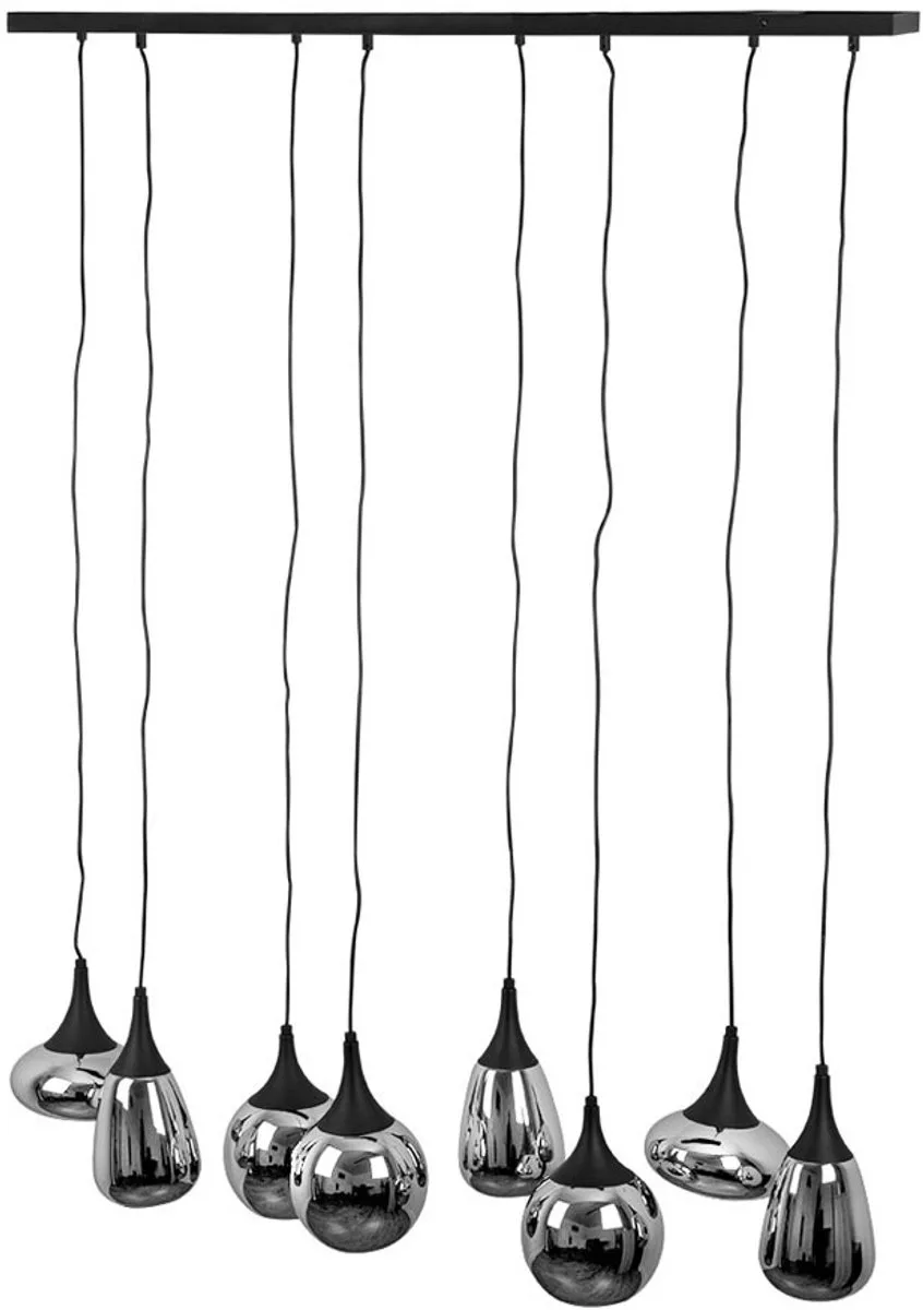 Hanglamp eettafel hanglamp woonkamerlamp eetkamerlamp glas verchroomd, verschillende lampenkappen, 8x E14, LxH 115x150 cm von Trio in Schwarz – Produktfoto