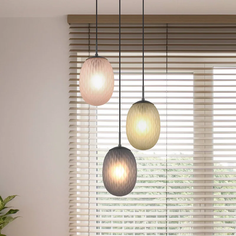 Hanglamp Facette, meerkleurig, Ø 43 cm, 3-lamps, glas de Trio en Meerkleurig mat, Noir – photo produit