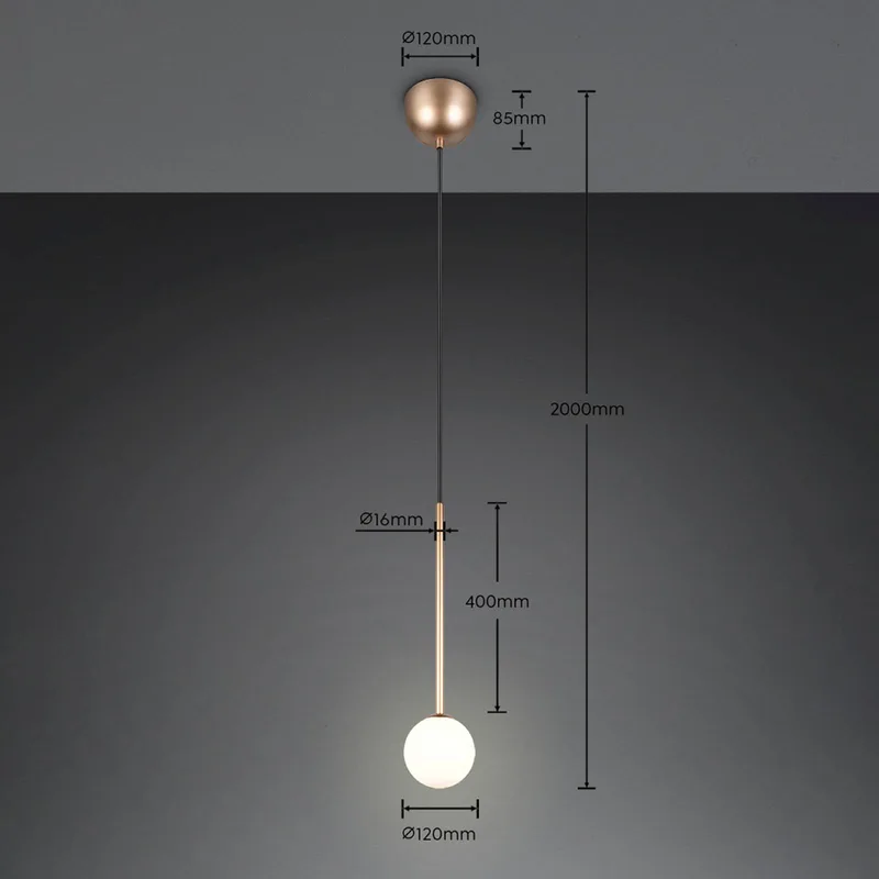Hanglamp Firano, goudkleurig, Ø 12 cm, metaal von Trio in Gold, Weiß – Produktfoto