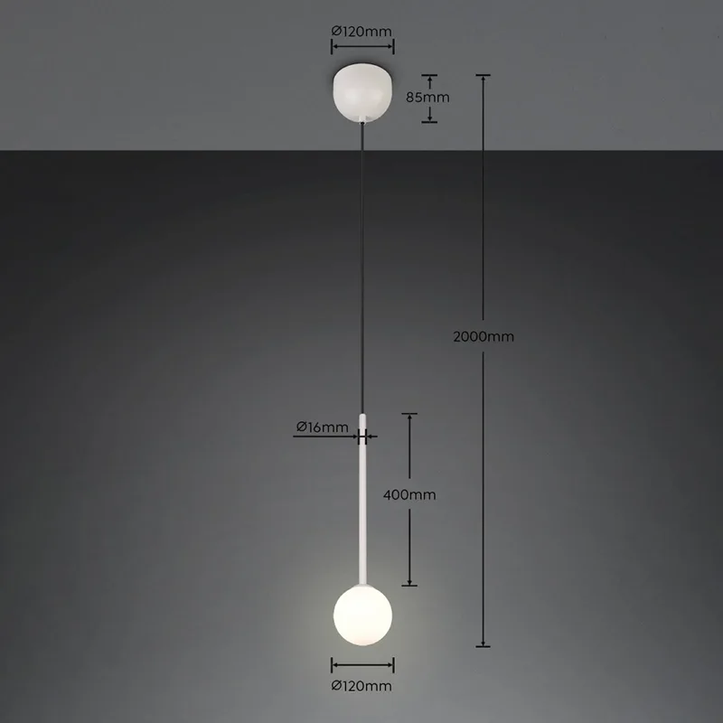 Hanglamp Firano, grijs, Ø 12 cm, metaal de Trio en Gris, Blanc – photo produit