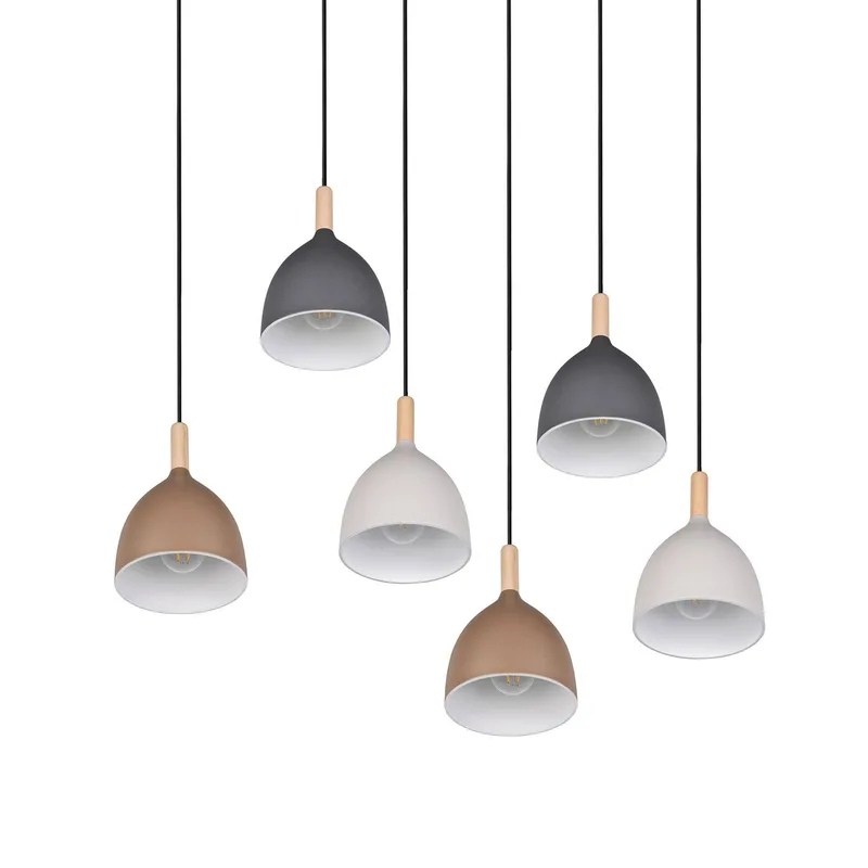 Hanglamp Jerano, lengte 104 cm, veelkleurig, metaal, 6-lamps. van Trio in Kleurrijk – productfoto