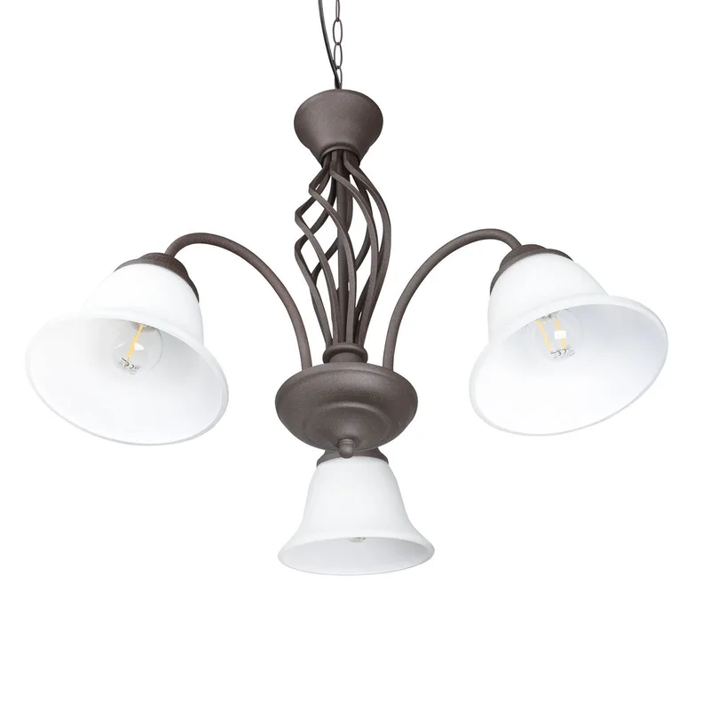 Hanglamp Rustica, roestkleuren, 3-lamps de Trio en Roestkleurig, Blanc – photo produit