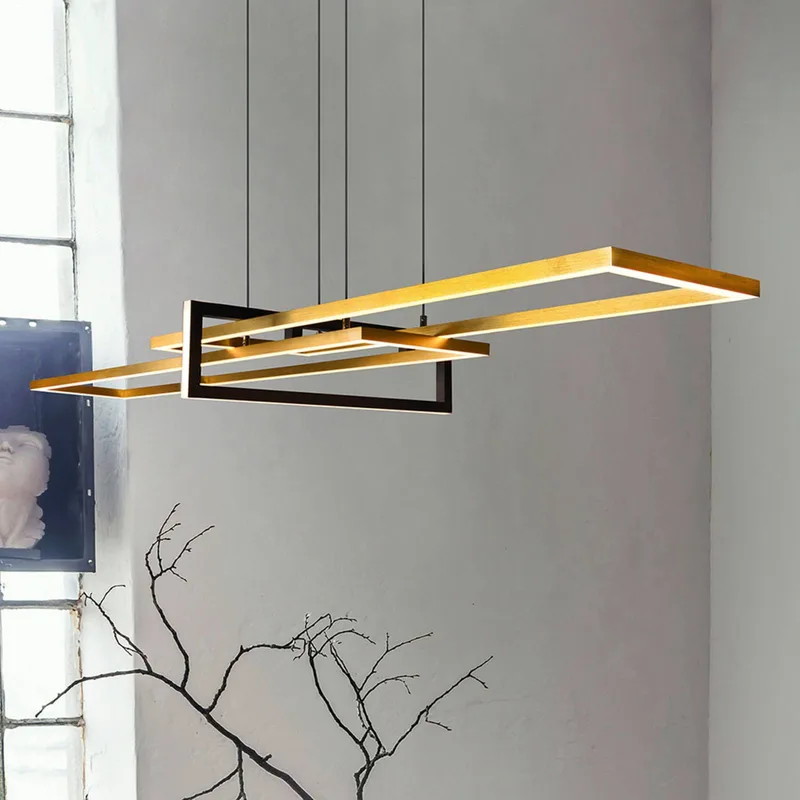 Hanglamp Salinas, messingkleurig, metaal, 110 cm lang de Trio en Mat messing – photo produit