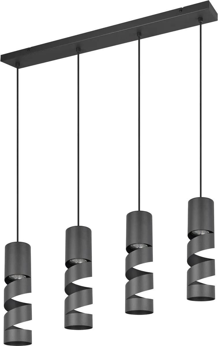 Hanglamp Stream 4 lichts L 80 cm de Trio en Noir – photo produit