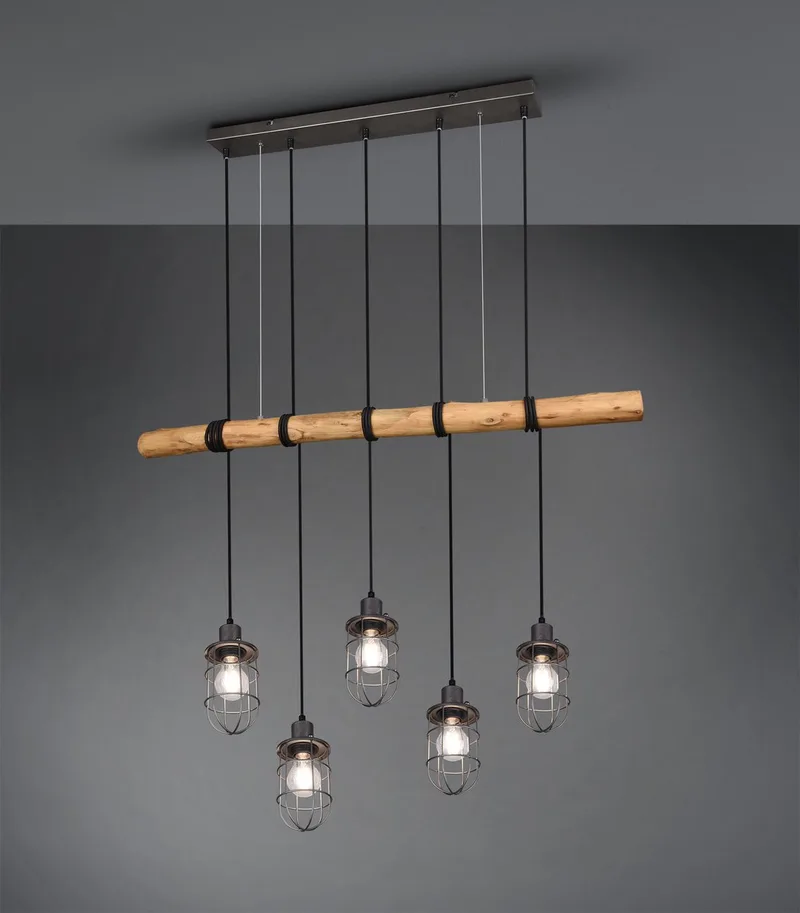 Hanglamp Trio Leuchten Forester - Nikkel de Trio en Marron – photo produit