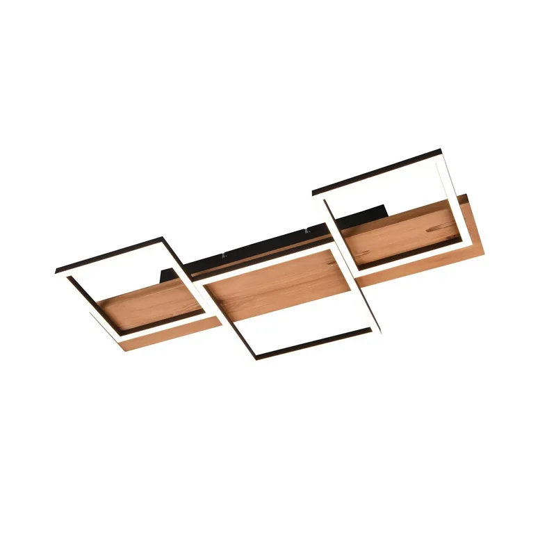 Harper LED plafondlamp met drie vierkanten van Trio in Bruin, Zwart mat – productfoto