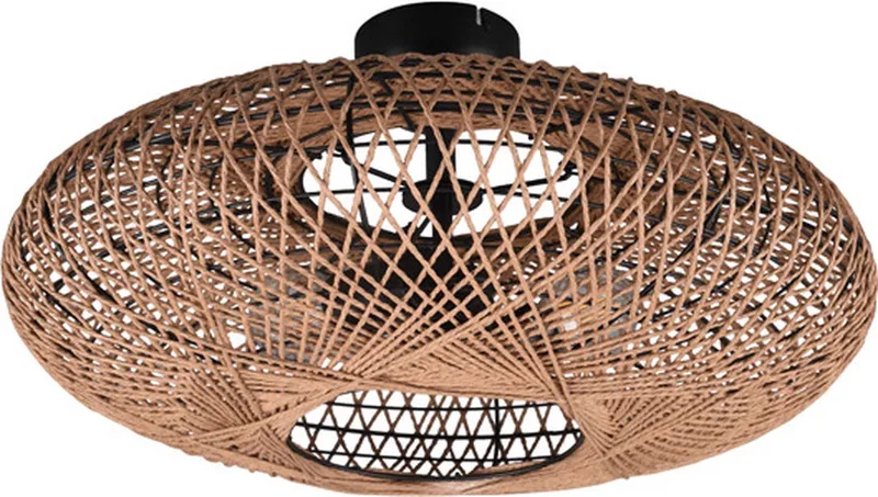 Hedda loftlampe af sisal og metal fra Trio i Zwart mat – produktbillede