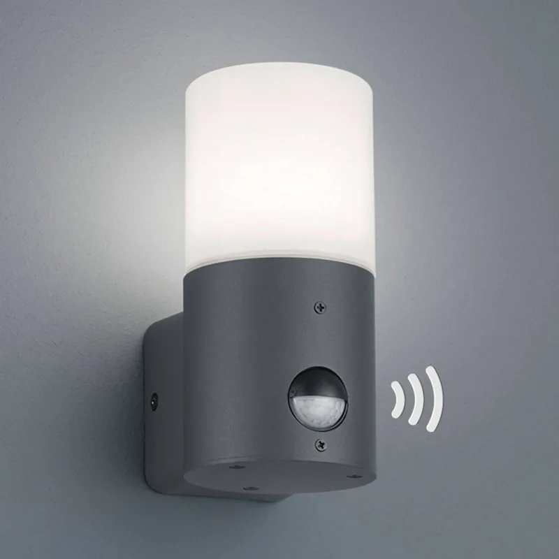 Kleine buitenwandlamp Hoosic met bewegingsmelder från Trio i Antracit, Vit – produktbild