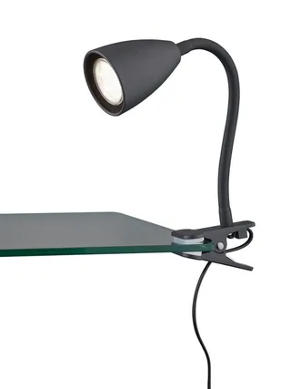 Klemmleuchte WANDA Leselampe mit Klemmhalterung exkl. 1xGU10 max 10W Schnurschalter, Ein-/Ausschalter, Leuchtmittel wechselbar, warmweiß - kaltweiß, flexibel verstellbar, ideal für Büro Regal Schreibtisch Arbeitsplatz de Trio en Noir – photo produit 1 sur 3