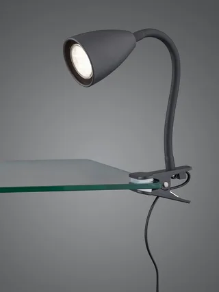 Klemmleuchte WANDA Leselampe mit Klemmhalterung exkl. 1xGU10 max 10W Schnurschalter, Ein-/Ausschalter, Leuchtmittel wechselbar, warmweiß - kaltweiß, flexibel verstellbar, ideal für Büro Regal Schreibtisch Arbeitsplatz de Trio en Noir – photo produit 2 sur 3