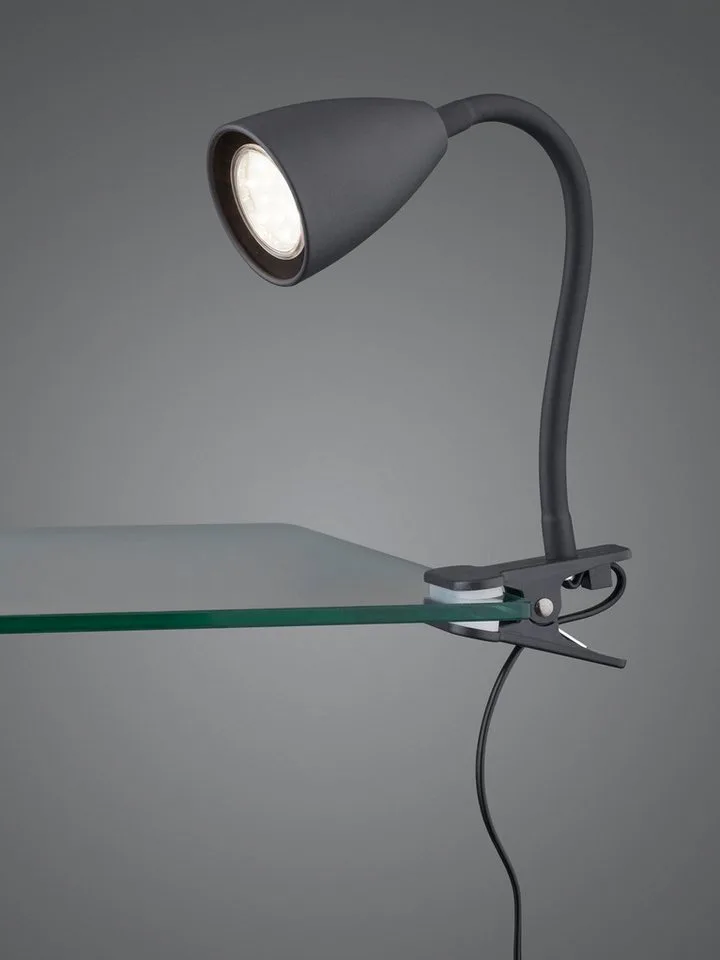 Klemmleuchte WANDA Leselampe mit Klemmhalterung exkl. 1xGU10 max 10W Schnurschalter, Ein-/Ausschalter, Leuchtmittel wechselbar, warmweiß - kaltweiß, flexibel verstellbar, ideal für Büro Regal Schreibtisch Arbeitsplatz de Trio en Noir – photo produit 2 sur 3