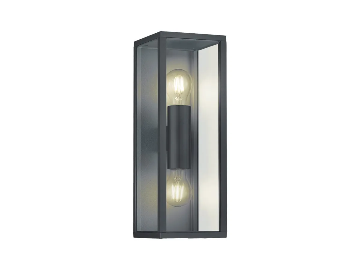 LED Außen-Wandleuchte Aluminium Anthrazit & Glas inkl. E27 LED, LED wechselbar, warmweiß, Haus-Wand Außenleuchte zur Fassadenbeleuchtung, Garten Wandlampe från Trio i Grå – produktbild