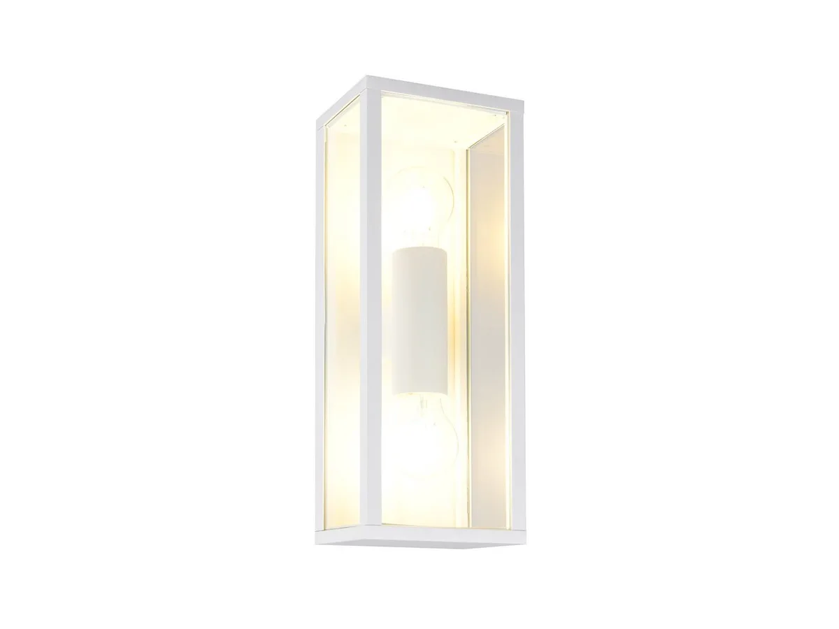 LED Außen-Wandleuchte Aluminium & Glas inkl. E27 LED, LED wechselbar, warmweiß, Haus-Wand Außenleuchte zur Fassadenbeleuchtung, Garten Wandlampe von Trio in Weiß – Produktfoto