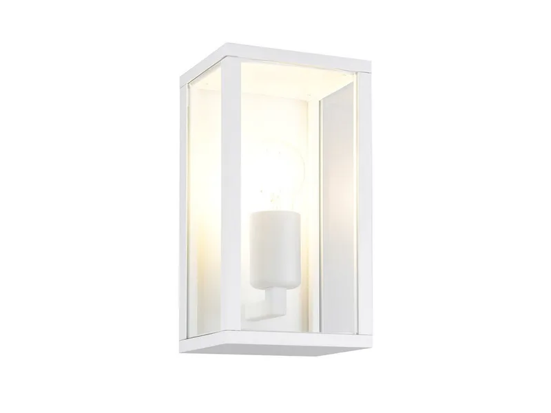 LED Außen-Wandleuchte Aluminium mit Glas, Höhe 26cm, LED wechselbar, warmweiß, Wand Außenleuchte, Fassadenbeleuchtung Hauswand Haustür inkl. E27 LED de Trio en Blanc – photo produit