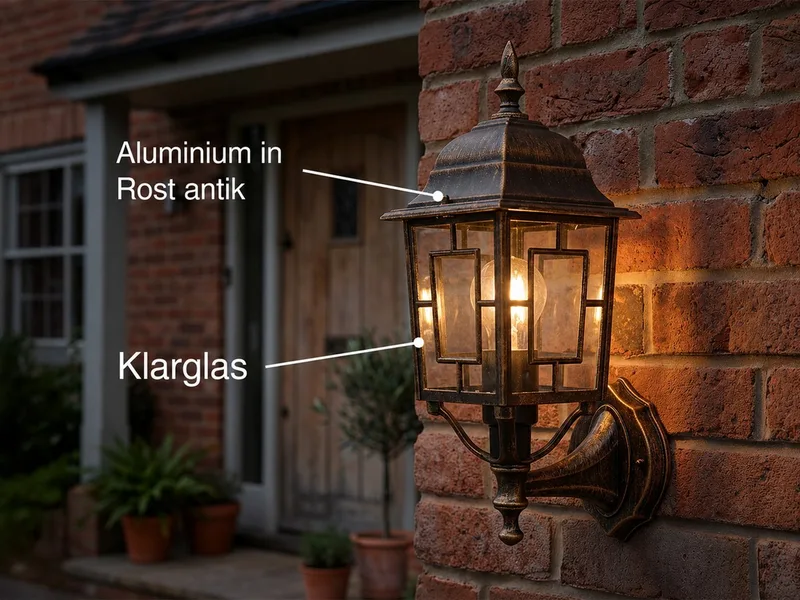 LED Außen-Wandleuchte antik mit Bleiglasoptik, Höhe 41cm, LED wechselbar, Warmweiß, Haus-Wand Außenleuchte, Fassadenbeleuchtung Haustür, Wandlampe mit E27 von Trio in Braun – Produktfoto 3 von 5