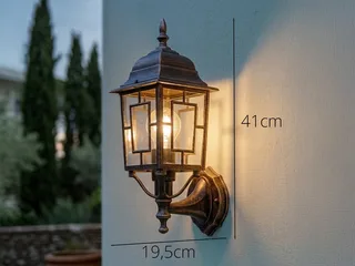 LED Außen-Wandleuchte antik mit Bleiglasoptik, Höhe 41cm, LED wechselbar, Warmweiß, Haus-Wand Außenleuchte, Fassadenbeleuchtung Haustür, Wandlampe mit E27 von Trio in Braun – Produktfoto 4 von 5