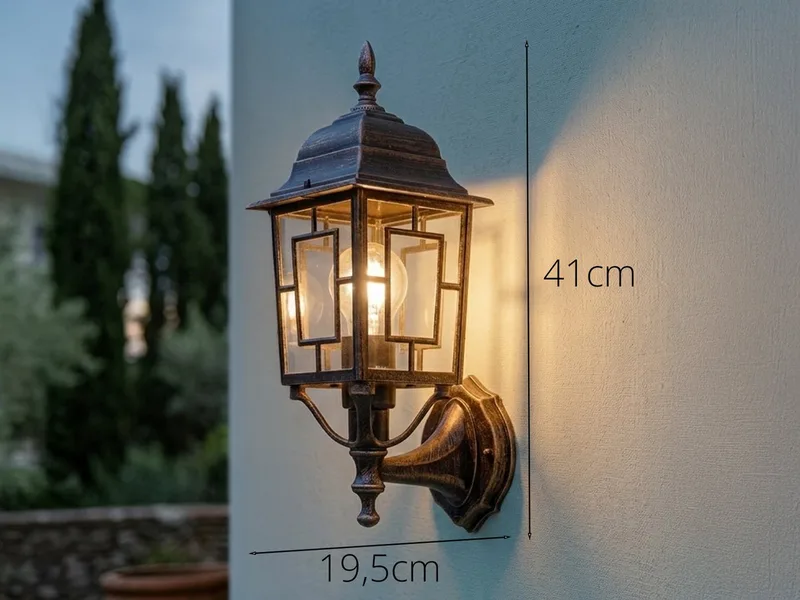 LED Außen-Wandleuchte antik mit Bleiglasoptik, Höhe 41cm, LED wechselbar, Warmweiß, Haus-Wand Außenleuchte, Fassadenbeleuchtung Haustür, Wandlampe mit E27 von Trio in Braun – Produktfoto 4 von 5