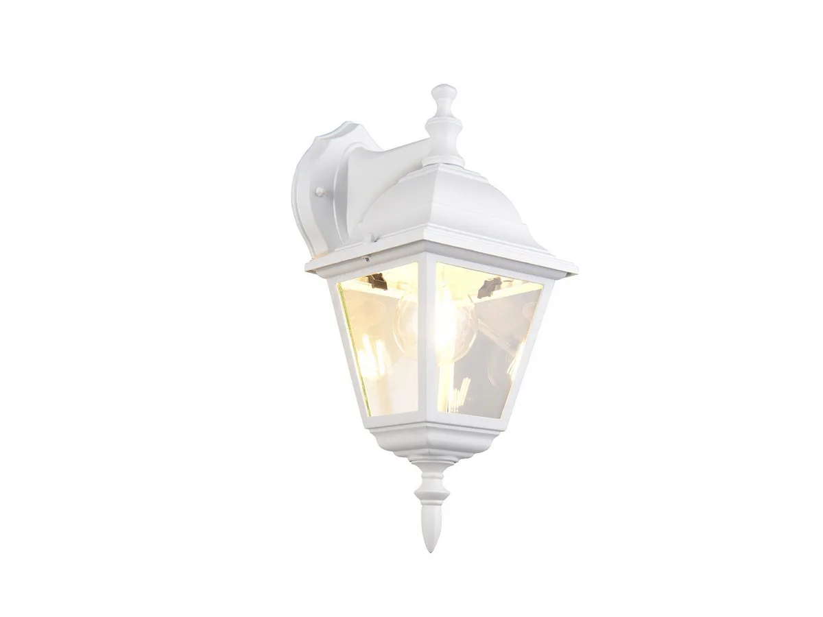 LED Außen-Wandleuchte Landhausstil Laterne hängend Höhe 34cm, LED wechselbar, warmweiß, Außenleuchte zur Fassadenbeleuchtung, E27 Außenlampe Wand-Laterne fra Trio i Hvid – produktbillede