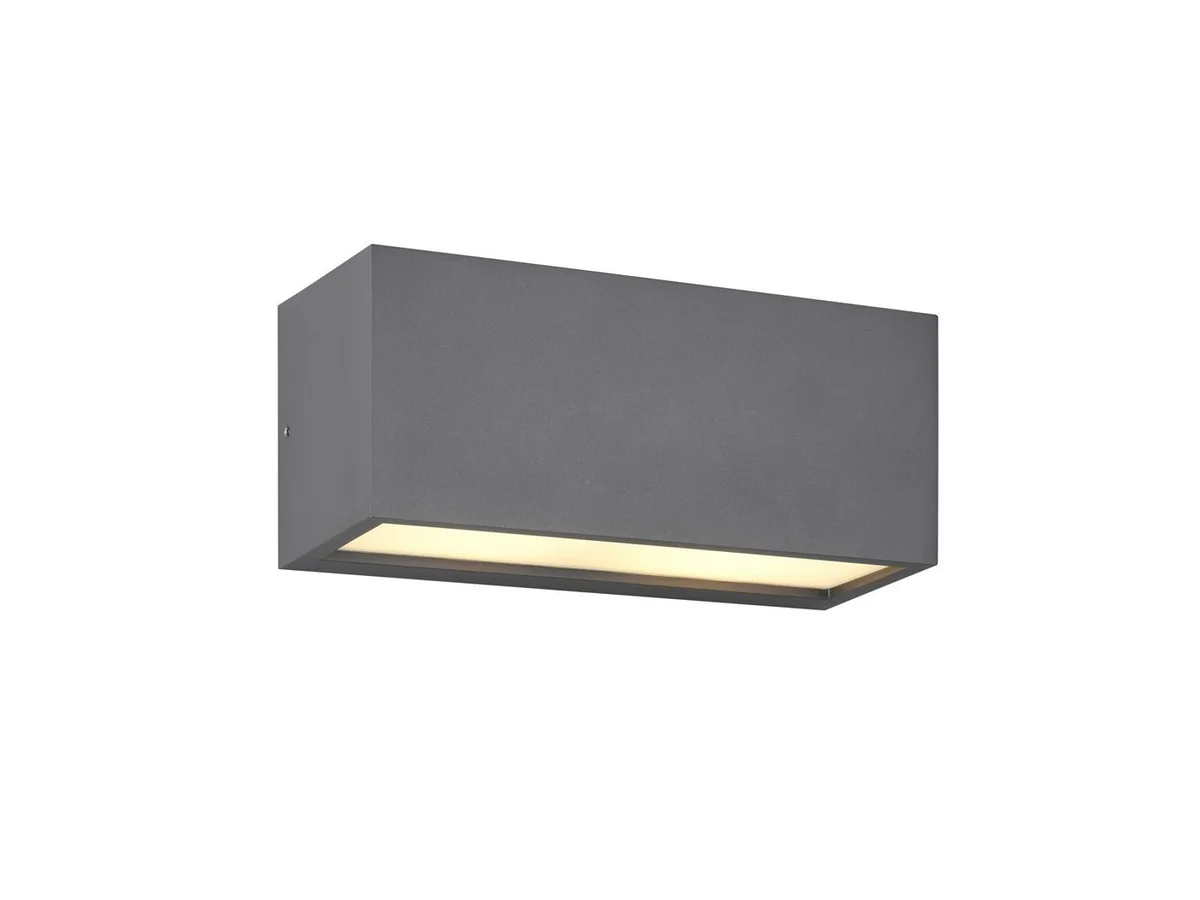 LED Außen-Wandleuchte, LED wechselbar, Warmweiß, Außenleuchte Haus-Wand, Fassadenbeleuchtung in Anthrazit, Breite 25cm de Trio en Gris – photo produit