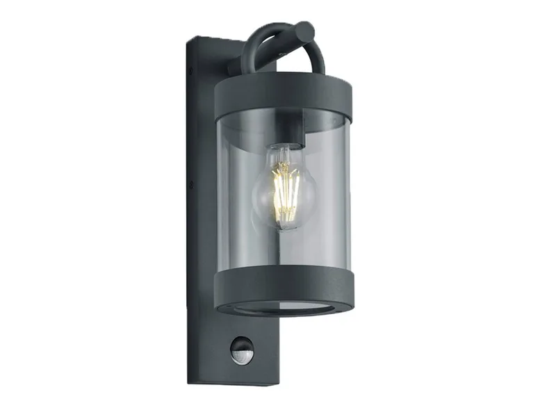 LED Außen-Wandleuchte mit Bewegungsmelder, Höhe 33cm, Bewegungssensor, LED wechselbar, Warmweiß, Landhaus-Stil Wand Außenleuchte, Fassadenbeleuchtung inkl. E27 LED von Trio in Schwarz – Produktfoto