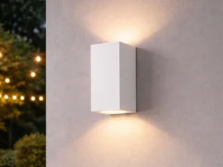 LED Außen-Wandleuchte up and Down Aluminium Höhe 15cm, LED wechselbar, warmweiß, Wand Außenleuchte, Fassadenbeleuchtung Hauswand Haustür mit GU10 LED från Trio i Vit – produktbild 2 av 5