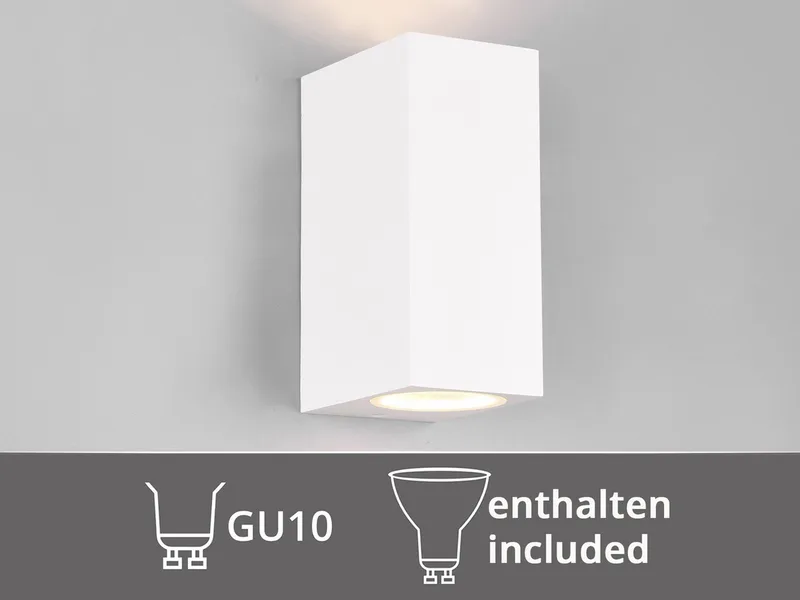 LED Außen-Wandleuchte up and Down Aluminium Höhe 15cm, LED wechselbar, warmweiß, Wand Außenleuchte, Fassadenbeleuchtung Hauswand Haustür mit GU10 LED från Trio i Vit – produktbild 4 av 5