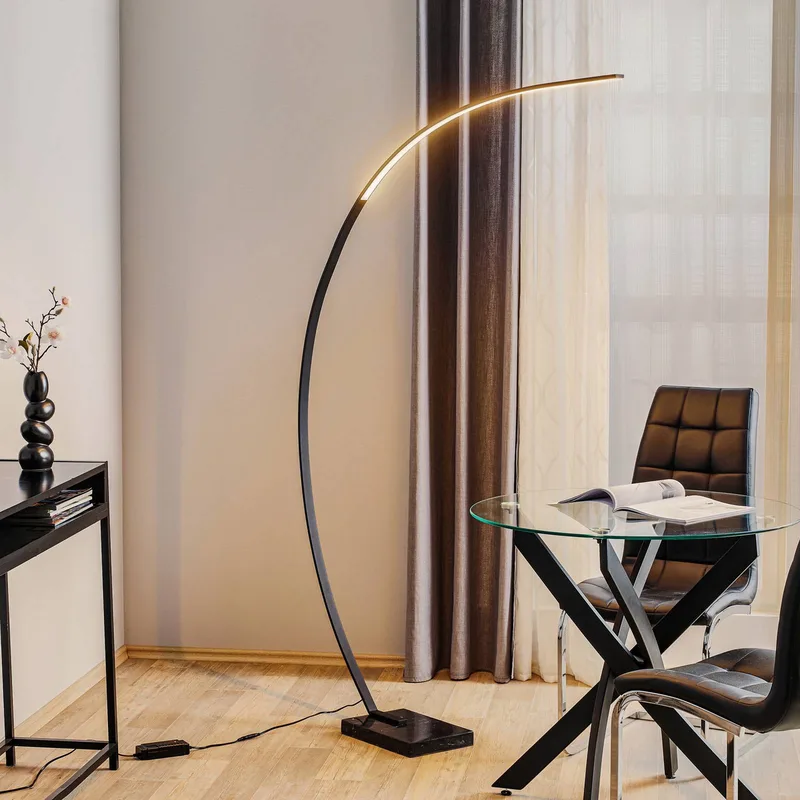 LED boog-vloerlamp Bangkok, mat de Trio en Noir – photo produit
