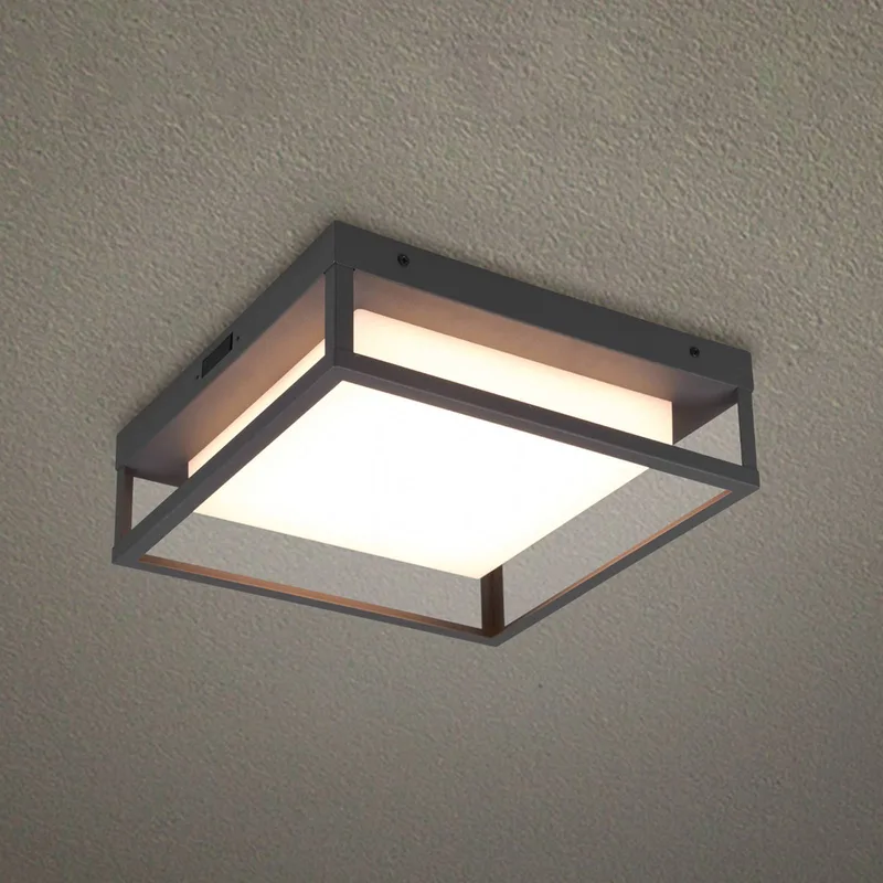 LED buiten plafondlamp Witham IP54, CCT, antraciet de Trio en Anthracite, Blanc – photo produit