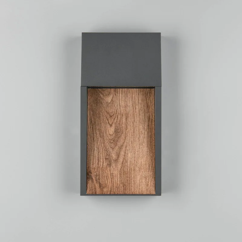 LED buiten wandlamp SALMON, houtlook, metaal Hoogte 33 cm IP44 fra Trio i Hout – produktbillede