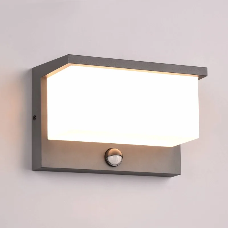 LED buitenwandlamp Nestos, bewegingsmelder, IP54 de Trio en Anthracite, Blanc – photo produit