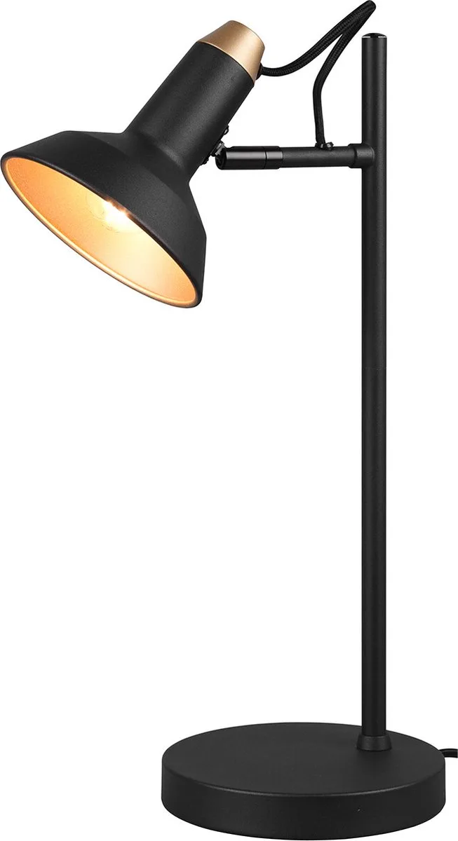 LED Bureaulamp - Tafelverlichting - E14 Fitting - Rond - Aluminium van Trio in Zwart – productfoto