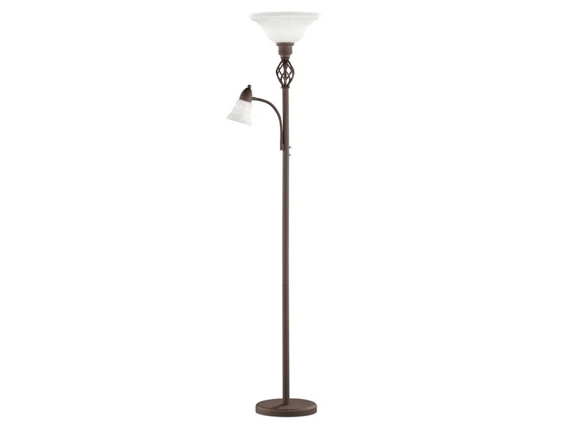 LED Deckenfluter mit Leselampe & Glasschirm, Höhe 180cm, dimmbar, LED wechselbar, Warmweiß, große Stehlampe zum Lesen, Landhausstil Wohnzimmer Lampe stehend fra Trio i Brun – produktbillede